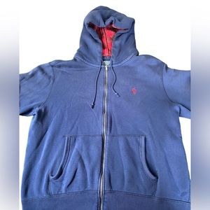 Navy Polo Zip Up Hoodie